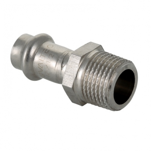 Пресс фитинг прямой из нержавеющей стали Valtec с наружной резьбой 22x3/4''