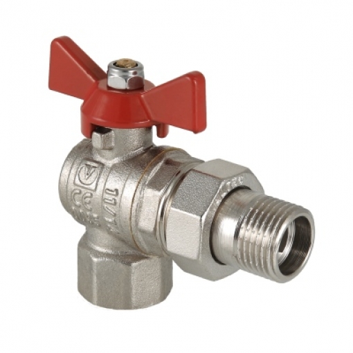 Кран шаровой Valtec 1/2'' угловой c полусгоном, бабочка, вн/нар