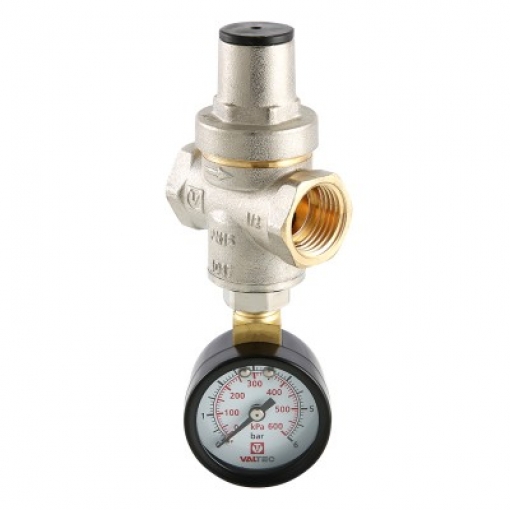 Редуктор давления Valtec поршневой с манометром от 1 до 5,5 бар, 1/2''