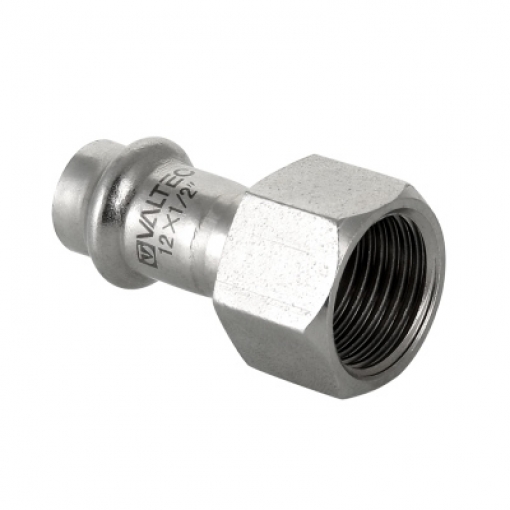 Пресс фитинг прямой из нержавеющей стали Valtec с внутренней резьбой 15x1/2''
